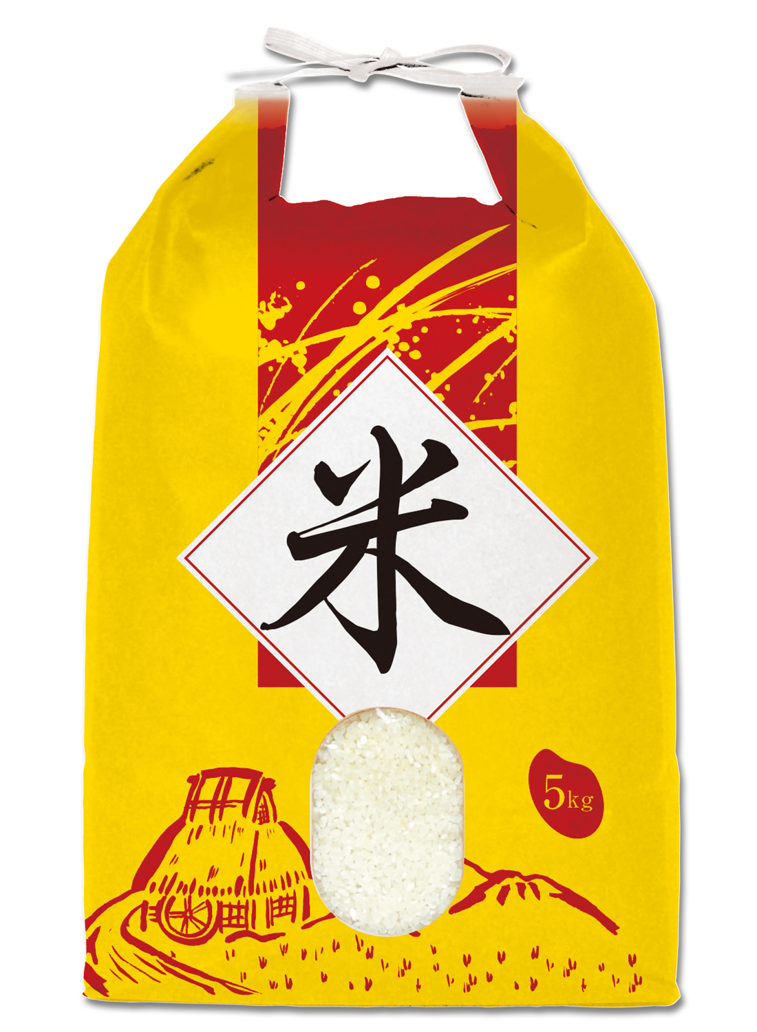 アウトレット☆送料無料 米袋 ポリ乳白 もち米 福うさぎ 5kg用 100枚セット P-01700