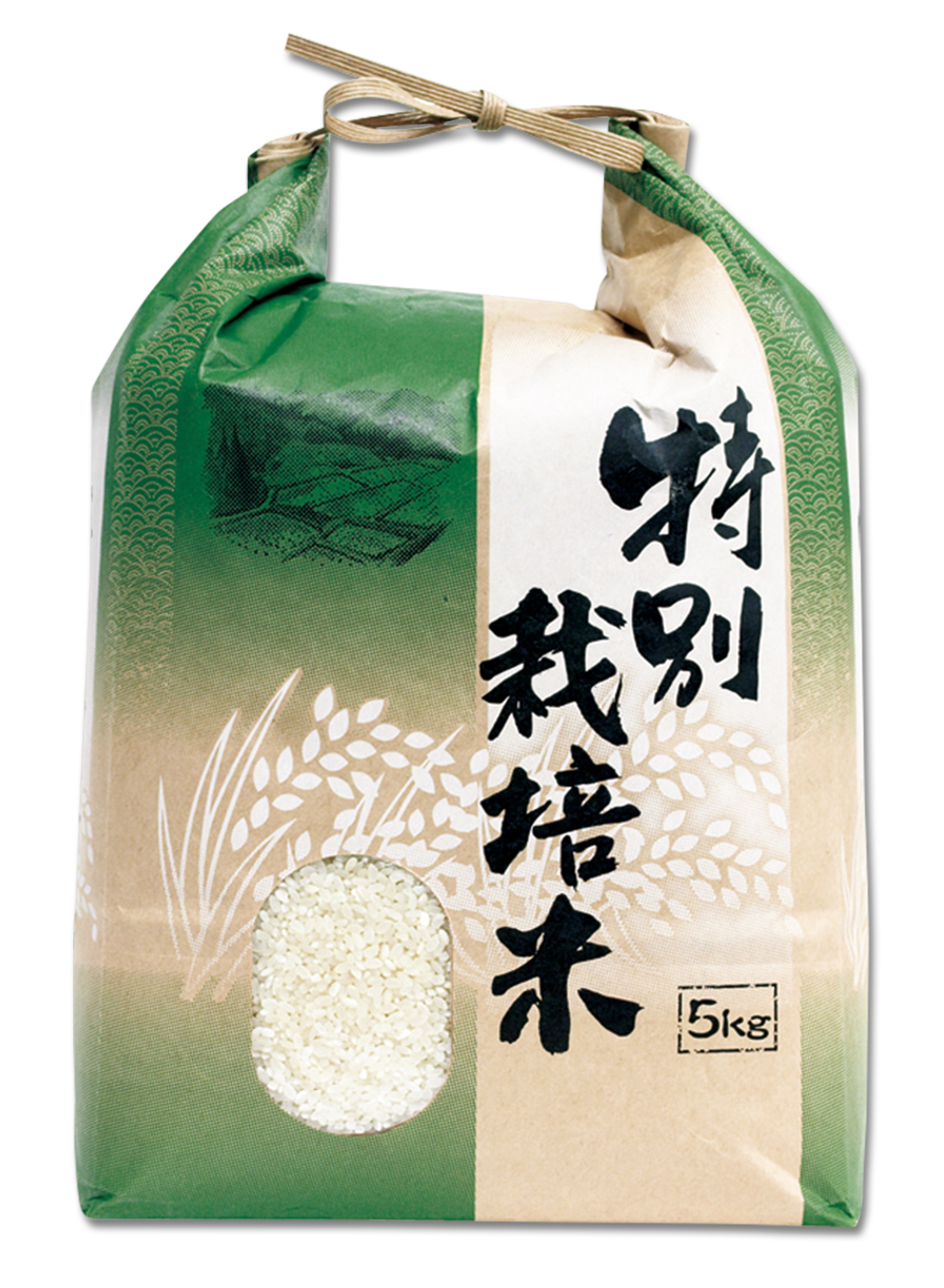 世界の 米袋 ポリ乳白 もち米 福うさぎ 5kg用 100枚セット P-01700